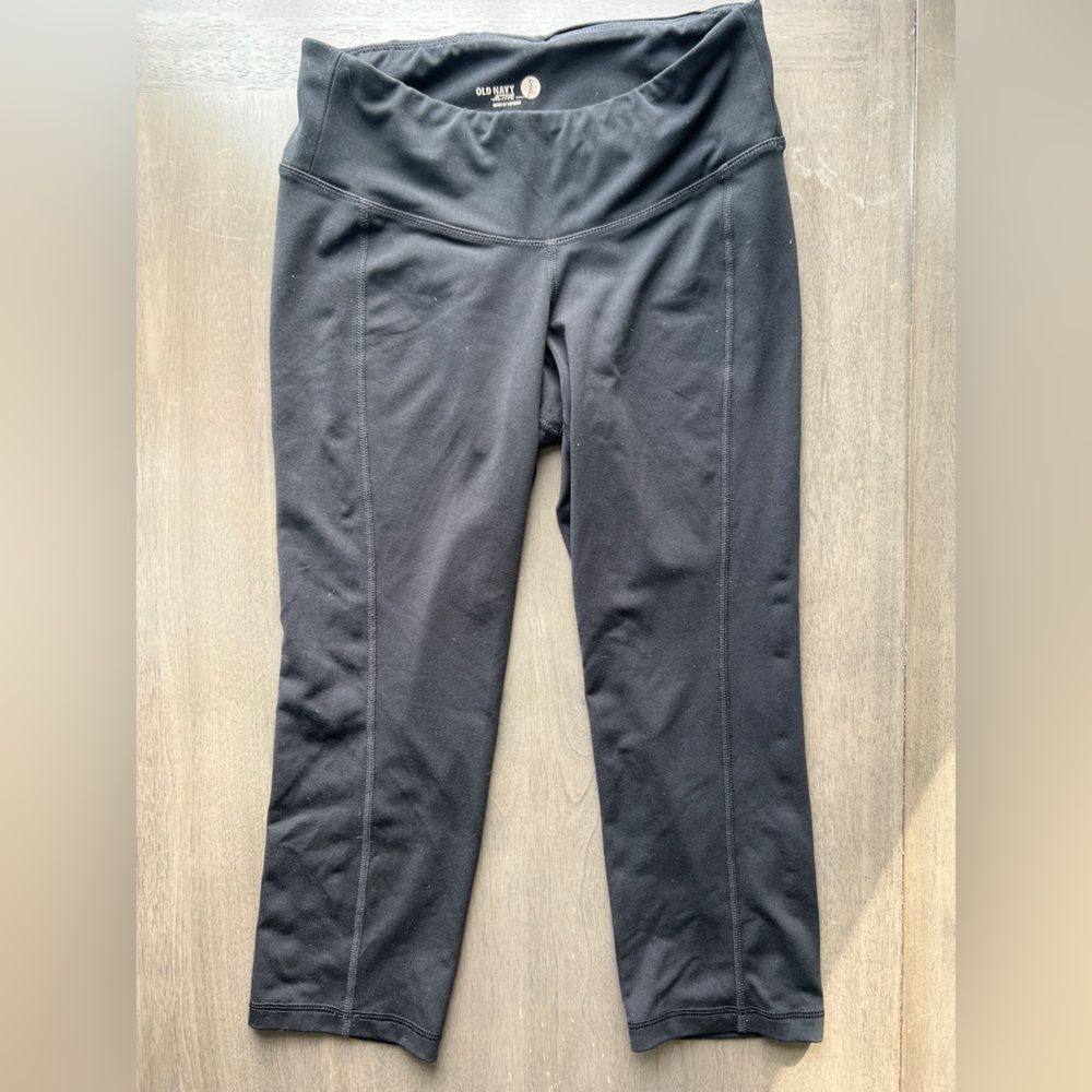 Cropped Black Athletic Leggings Activewear Performance Wear Size Small